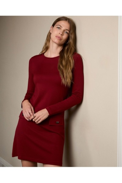 VESTIDO CORTO Y RECTO EN ROJO INGLÉS